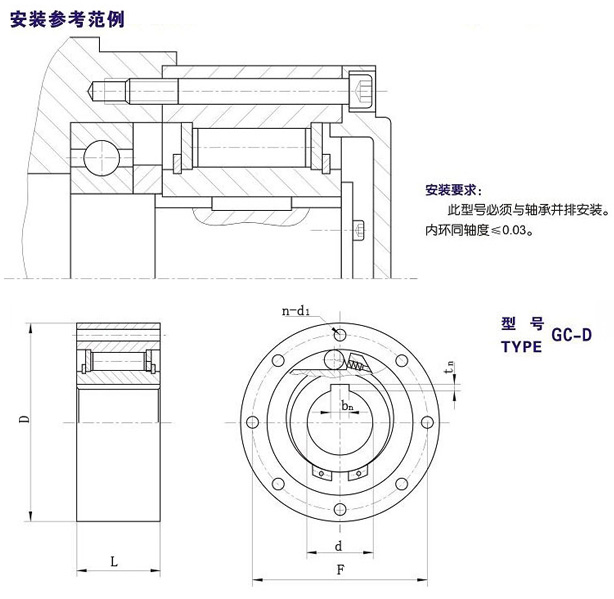 GC-D滾柱式超越離合器結構圖 GC-D滾柱式超越離合器結構圖